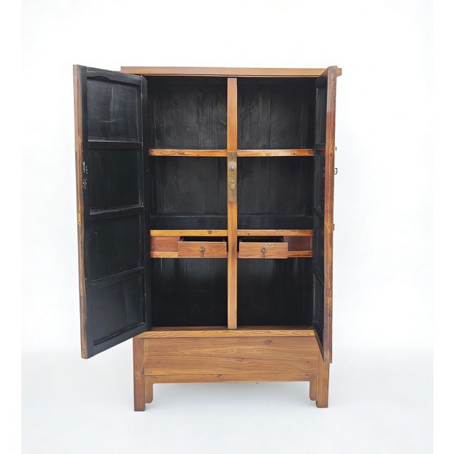 Antique Square-Corner Elm Armoire For Sale - Image 9 of 10
