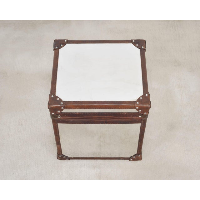 Timothy Oulton Steel and Leather London Steamer Hat Trunk For Sale - Image 4 of 18