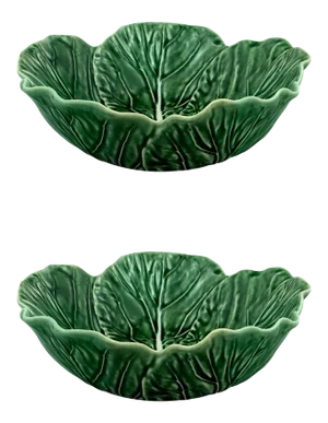 Bordallo Pinheiro Cabbage 27 oz Individual Salad Bowl in Green, Set of 2
