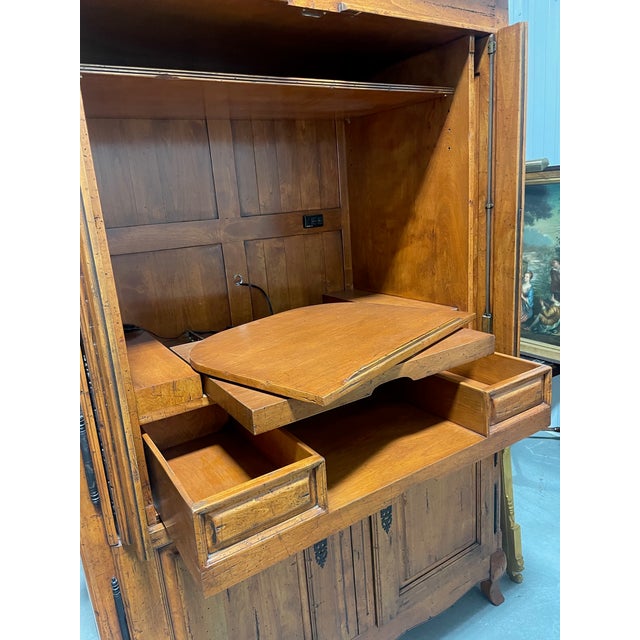 French Country Late 20th Century Large French Country Style Television Armoire For Sale - Image 3 of 13