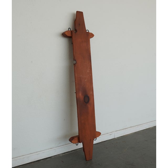 Brown Vintage Rustic Wood & Iron Wall Pot Rack For Sale - Image 8 of 9