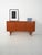 Swedish teak sideboard from the 1950s–1960s, three cutlery drawers with carved handles, three doors with shelves, key, and...