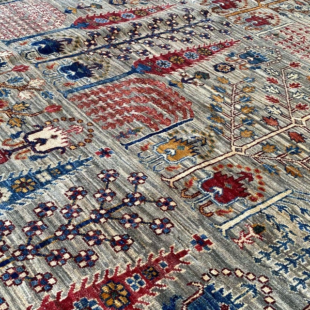 Grey Persian Bakhtiari Garden Hand-Knotted Wool Rug - 9' X 11'11" For Sale - Image 6 of 17