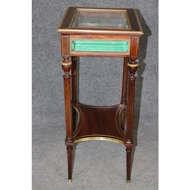 Late 19th Century Petite Antique French Louis XVI Style Bronze Mounted Table Vitrine For Sale - Image 5 of 14