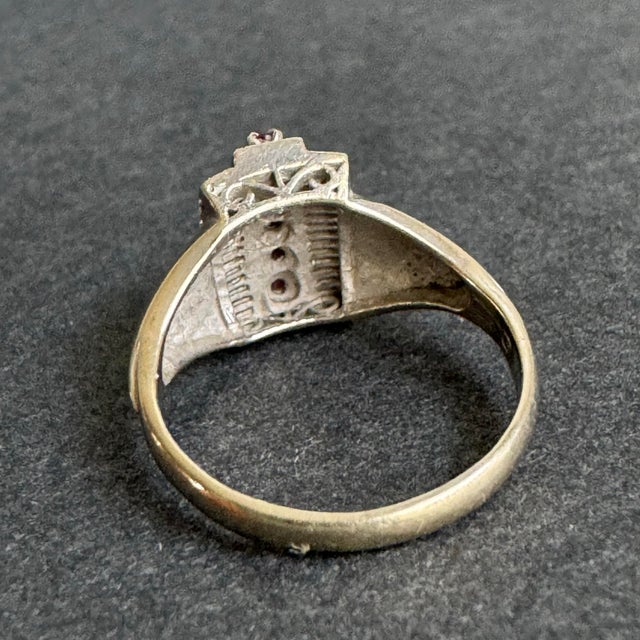 Vintage 14k White Gold Ruby Ring Art Deco MCM Size 5 For Sale - Image 4 of 9