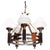 A striking and highly decorative french art deco five-light chandelier dating to circa 1930, combining gleaming chrome-...