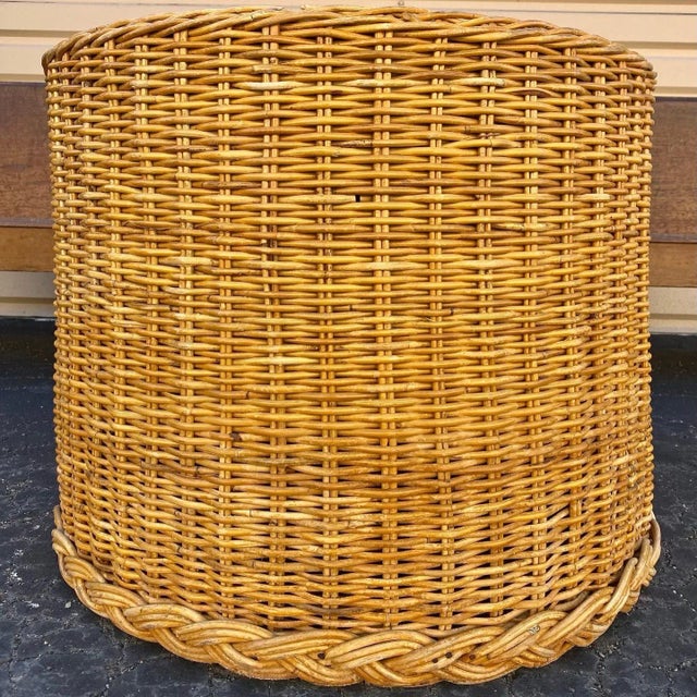 Round Rattan Drum Coffee Table After Bielecky Brothers For Sale - Image 9 of 12