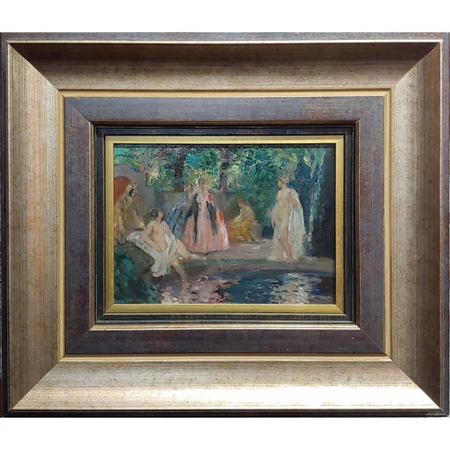 19th Century Impressionist Oil Painting, Group of Women ...