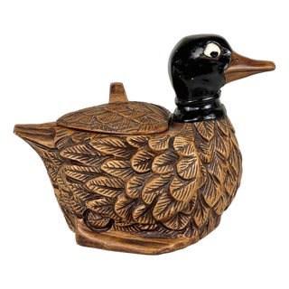 Mid-Century 12" Ceramic Duck Cookie Jar For Sale