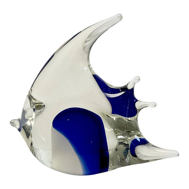 Mid-Century Coastal Boho Chic Italian Murano Style Fish Paperweight. For Sale
