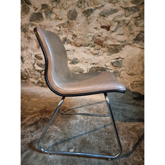French Sled Base Chairs in Beige-Taupe Vinyl, 1976, Set of 4 For Sale - Image 14 of 18