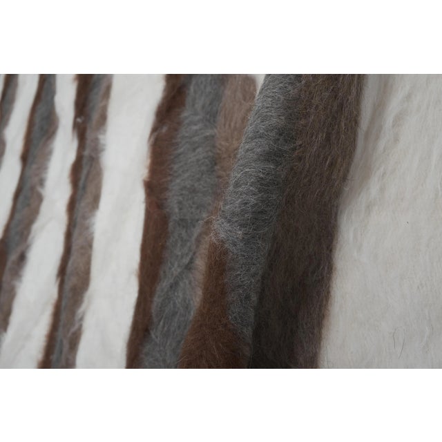 Striped Turkish Siirt Blanket - Shagy Carpet For Sale - Image 10 of 13