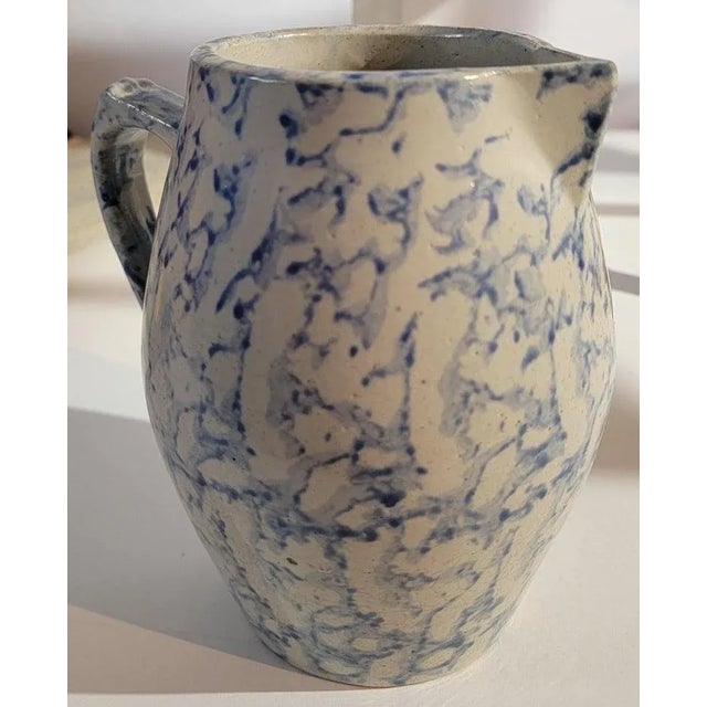 19Thc Sponge ware pottery milk or water pitcher in fine condition.This was found in a private collection from New England.