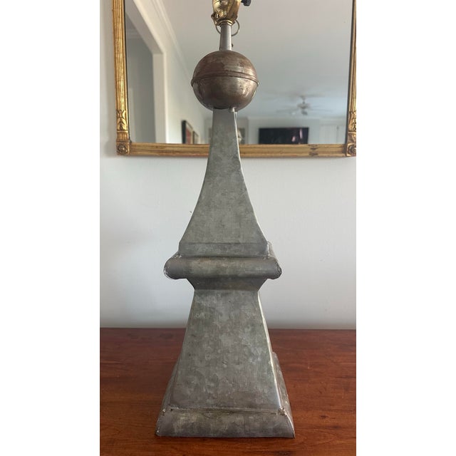 Monumental Architectural Style French Zinc Table Lamp For Sale - Image 4 of 10