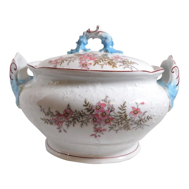 Large 1940s Unmarked Covered Serving Dish With Lid For Sale