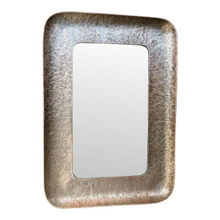 Hammered Nickel-Plated Copper Mirror by Angelo Bragalini, Italy, 1960 For Sale