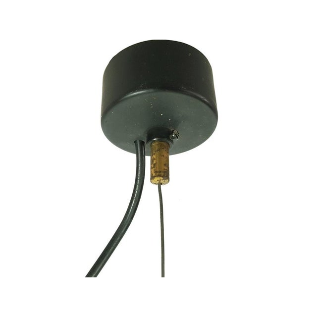 1950s Mid-Century Black Aluminum Azucena Pendant Lamp with Brass & Molded Glass Shade, 1950s For Sale - Image 5 of 9