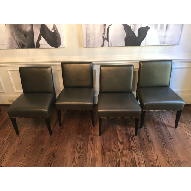 Modern Edelman Leather Custom Built Armless Dining Chairs Set of 5