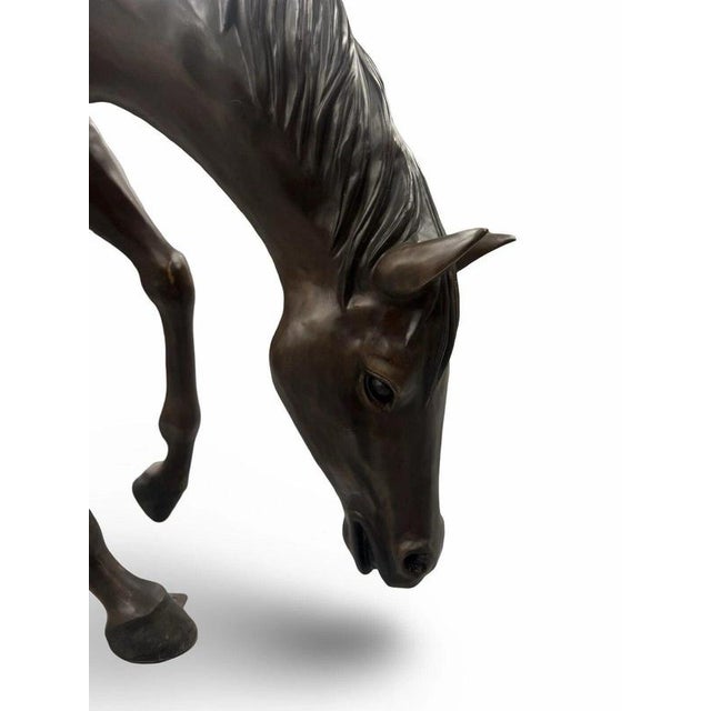 Metal Bronze Grazing Horse Garden Sculpture For Sale - Image 7 of 17