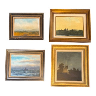 Circa 1970's James Davies Framed Landscape Series of Tee-Pee, Set of Four For Sale