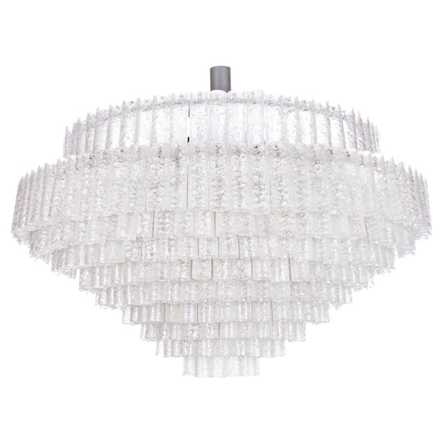 Large Murano Glass Tubes Ballroom Chandelier from Doria, 1960s For Sale