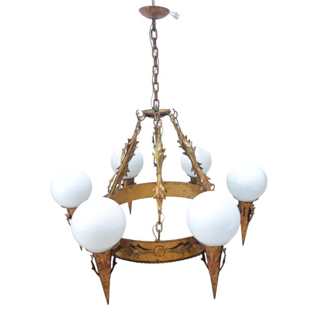 Art Deco Hanging Lamp, 1950s For Sale - Image 4 of 11