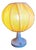 Vintage Table Lamp with White Plastic and Yellow Fabric Shade, 1970s For Sale