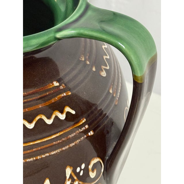 Ceramic Hungarian Folk Art Double-Handled Pottery Vessel, Vintage For Sale - Image 7 of 12