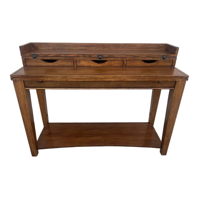 Mid 20th Century Mission Style Drop Leaf Desk/ Entry Table For Sale