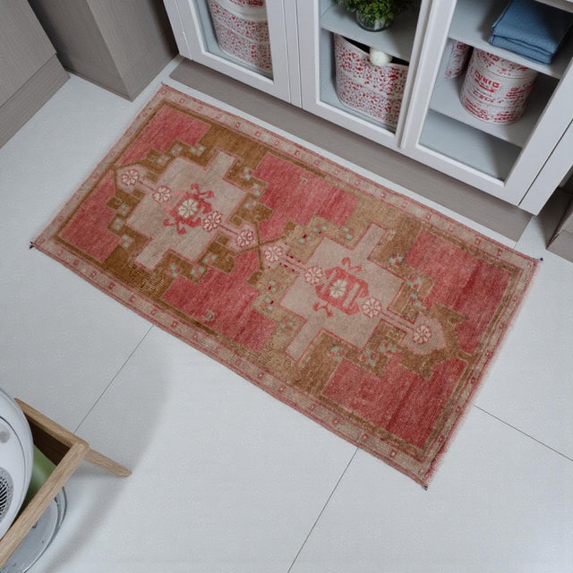 Welcome to our curated collection of authentic Anatolian textiles. This exquisite piece is a genuine hand-knotted small...