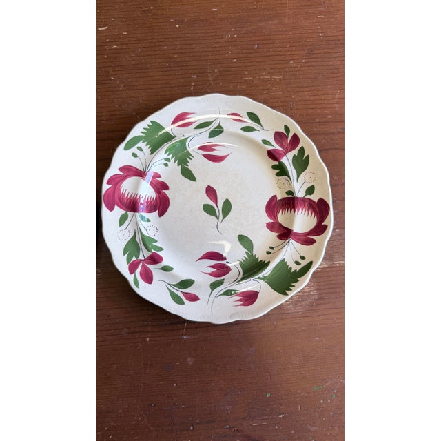 Farmhouse A Very Nice Pair of Antique Staffordshire Early Adam’s Rose Plates, Circa 1830 For Sale - Image 3 of 11