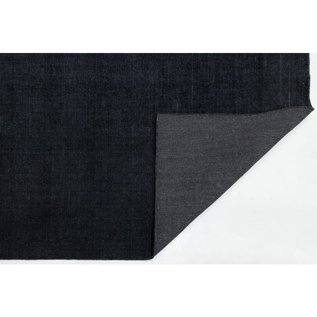 Indian Modern Indian Cut & Loop Wool & Bamboo Silk Rug in Charcoal / Obsidian 9x12 For Sale - Image 3 of 12