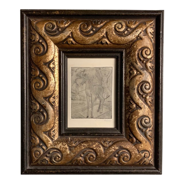Original Signed Etching of Horse and Nude Woman For Sale