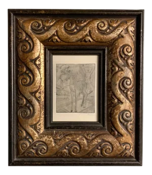 Original Signed Etching of Horse and Nude Woman
