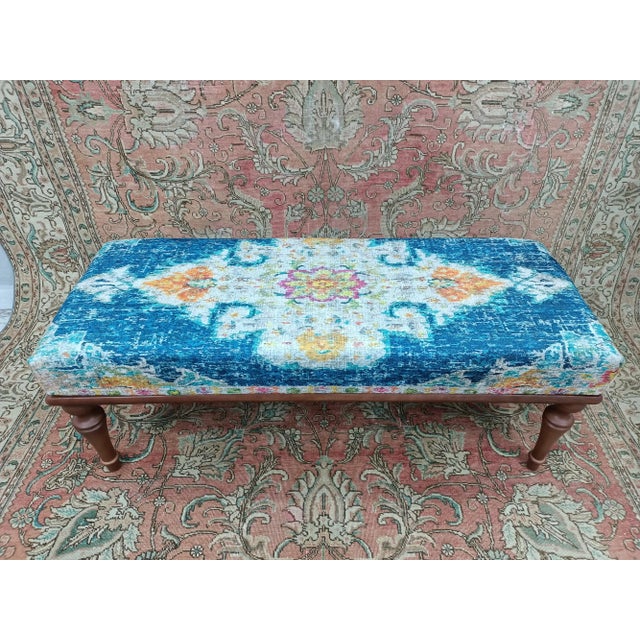 Details SIZE: 18X18X48 Inches ( with legs ) - 45x45x120 cm TYPE: Handmade Ottoman Bench CONDITION: is good. CONSTRUCT: It...