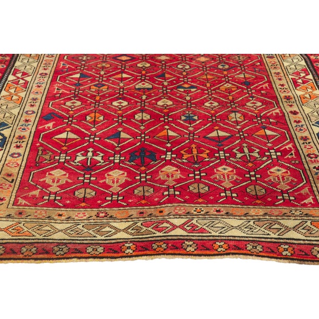Mid 20th Century Vintage Turkish Tribal Oushak Rug, 03'11 X 06'11 For Sale - Image 4 of 10