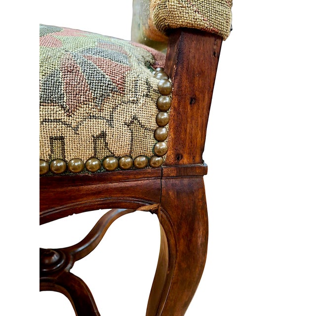 Pair of Antique Louis XIV Style, Needlepoint-Upholstered Side Chairs For Sale - Image 14 of 18