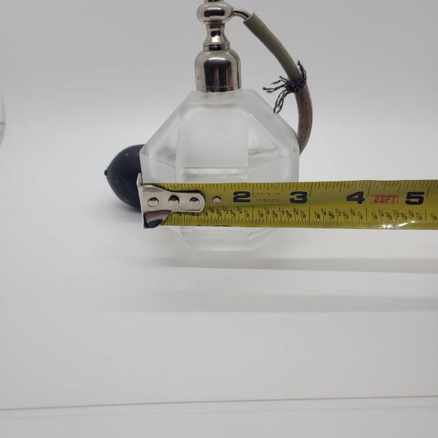 Vintage Marcel Franck France Frosted Glass Geometric Perfume Atomizer Bottle For Sale - Image 12 of 12
