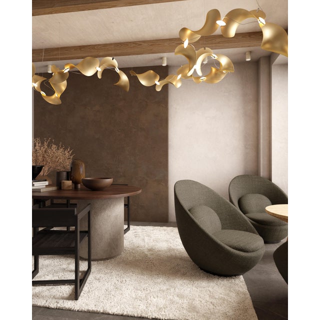 Dune 8 Curve Chandelier with Metallic Tone Shades from Moss Objects For Sale - Image 4 of 6