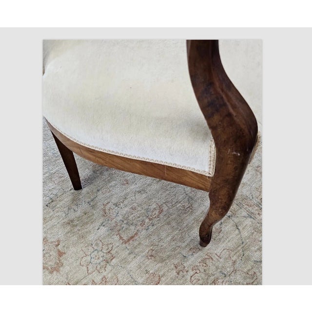 Early 1900s Napoleon III Armchair Style Gilded Walnut Armchair, New Upholstery For Sale In Tampa - Image 6 of 12