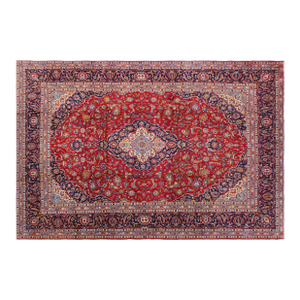Vintage Hand-Knotted Wool Rug – 9.8 X 12.11 Ft – Red Medallion Traditional Rug