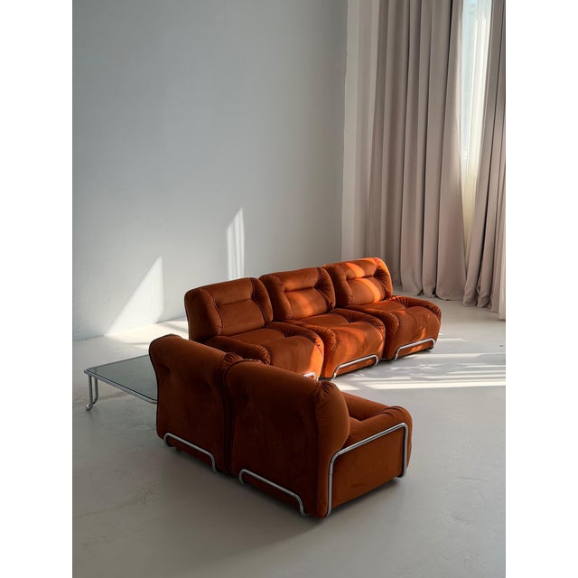 Italian Modernism Burnt Orange Modular Sofa, 1970s For Sale - Image 4 of 9