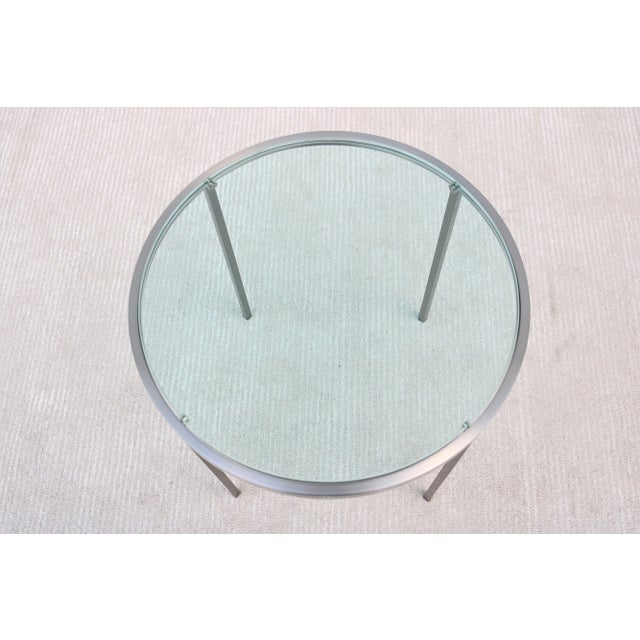Mid-Century Modern Milo Baughman Round Glass and Stainless Steel Side End Table For Sale - Image 11 of 13