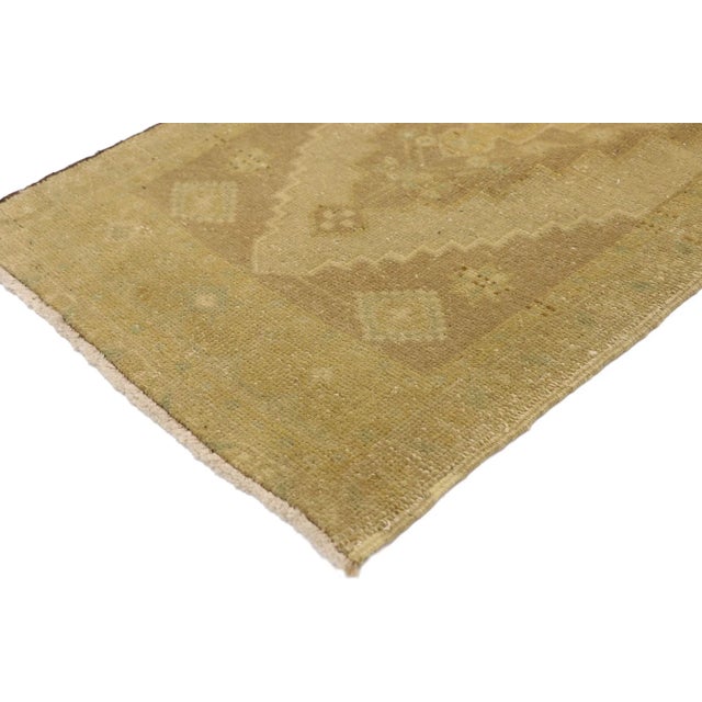 51249 Vintage Turkish Yastik Rug, 01'08 x 03'08. This exquisite hand-knotted wool vintage Turkish Yastik rug embodies a...