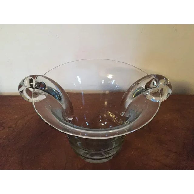 1920's Art Deco Clear Glass Vase with Loop Handles & Polished Pontil For Sale - Image 9 of 11