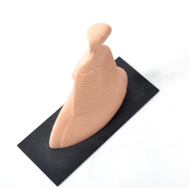 Mid-Century Modern Lineasette Italy Ceramic Lady Hat Figurative Sculpture Slate Base For Sale - Image 3 of 13