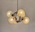 A ceiling lamp * chandelier * 6 amber spheres * brass chandelier * design: richard essig * sputnik, space age, orbit...