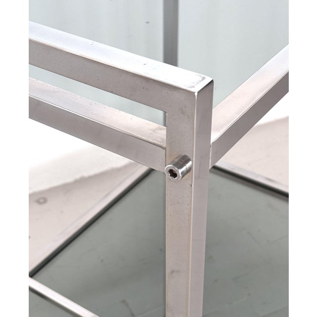 Mid-Century Italian Chrome and Glass Two Tier Rolling Bar Cart, 1970s For Sale - Image 13 of 17