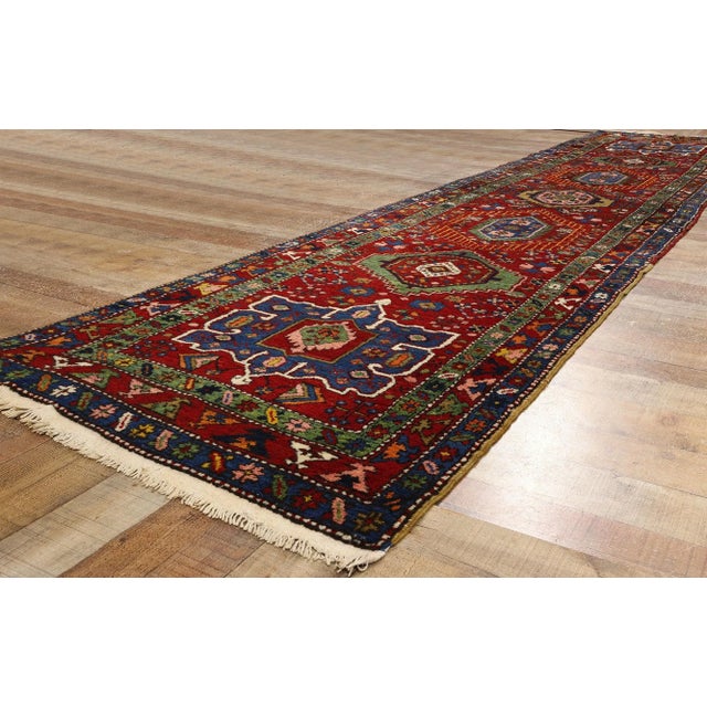 Textile Vintage Persian Karaja Heriz Rug - 03'04 X 16'05 For Sale - Image 7 of 9