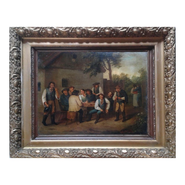 Happy Group by Franz Defregger (Austrian 1835-1921) 19th Century Painting For Sale